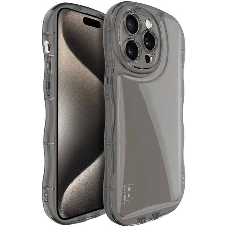 IMAK For iPhone 15 Pro TPU Case Waxy Edge Anti-Collision Phone Cover - Transparent Black
