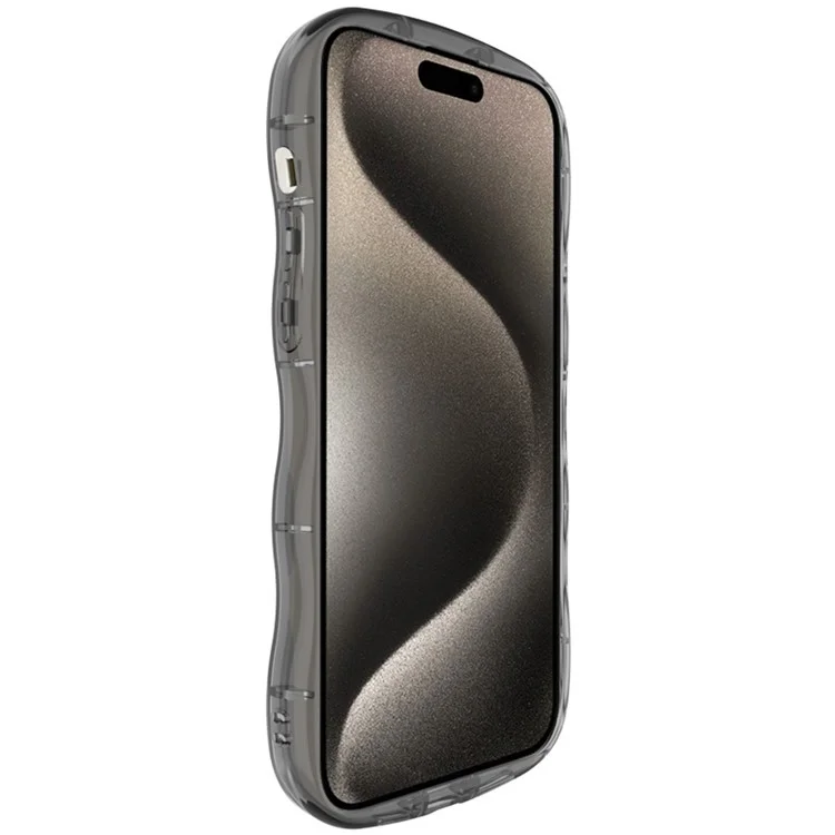 IMAK For iPhone 15 Pro TPU Case Waxy Edge Anti-Collision Phone Cover - Transparent Black