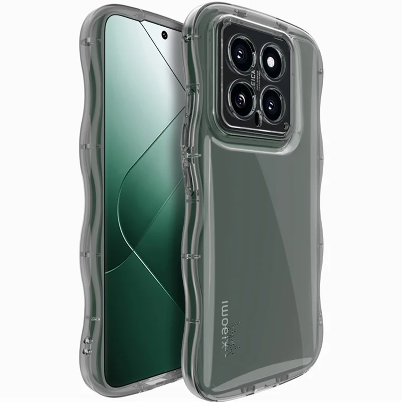 IMAK For Xiaomi 14 TPU Case Curly Wave Frame Protective Phone Cover - Transparent Black