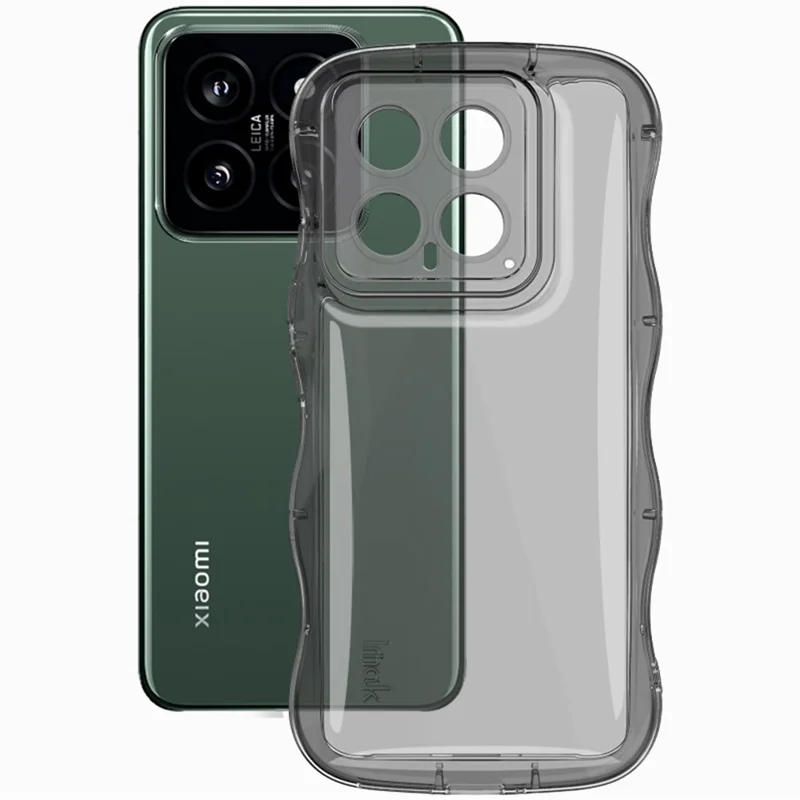 IMAK For Xiaomi 14 TPU Case Curly Wave Frame Protective Phone Cover - Transparent Black