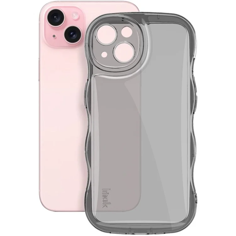 IMAK For iPhone 14 TPU Phone Case Wave Frame Anti-slip Cover - Transparent Black