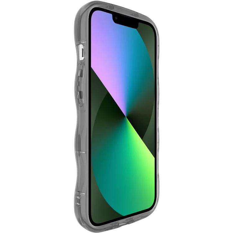 IMAK For iPhone 14 TPU Phone Case Wave Frame Anti-slip Cover - Transparent Black