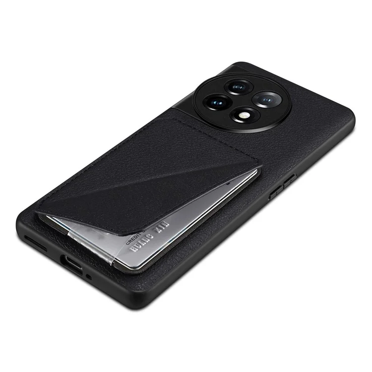 Für OnePlus Ace 2 5G / 11R 5G Hülle mit Kartenfach, PU-Leder-Kickstand-Handyhülle - Schwarz