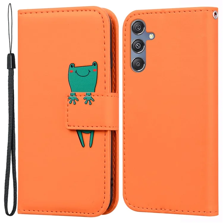 Für Samsung Galaxy M34 5G / F34 5G Cartoon Animal Pattern Wallet Leather Cover Cell Phone Cases - Orange