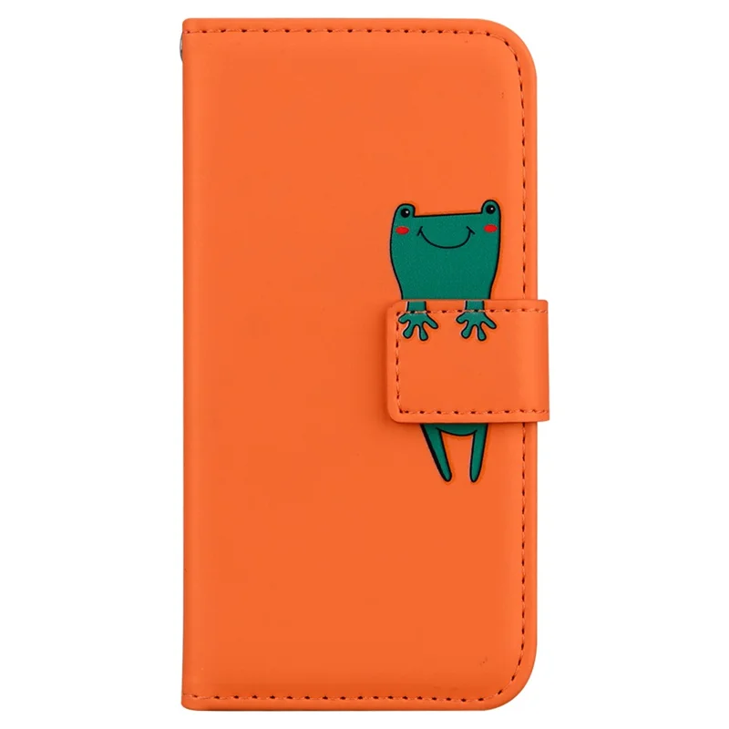 For iPhone 13 Pro Max 6.7 inch Cover Cartoon Animal Pattern PU Leather Cell Phone Cases - Orange