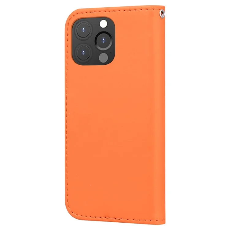 For iPhone 13 Pro 6.1 inch Cover Cartoon Animal Pattern PU Leather Wallet Cell Phone Case - Orange