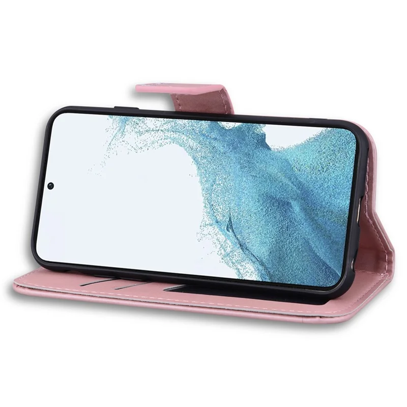 For Samsung Galaxy S23 Cell Phone Case Cartoon Animal Pattern Leather Stand Cover - Pink
