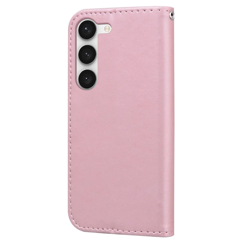 For Samsung Galaxy S23 Cell Phone Case Cartoon Animal Pattern Leather Stand Cover - Pink