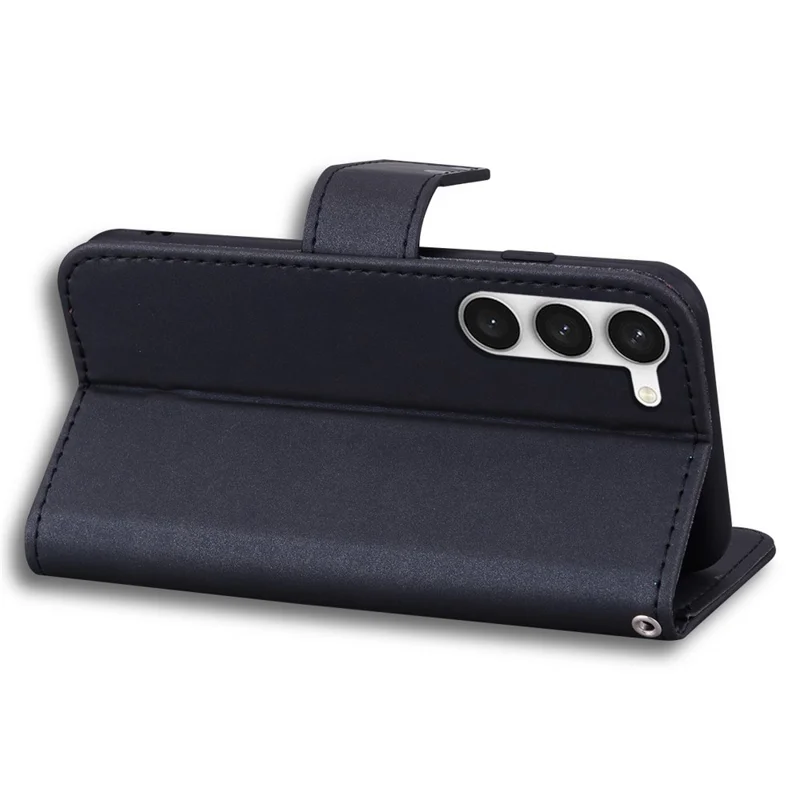 For Samsung Galaxy S23+ Cell Phone Case Cartoon Animal Flip PU Leather Shell with Strap - Black