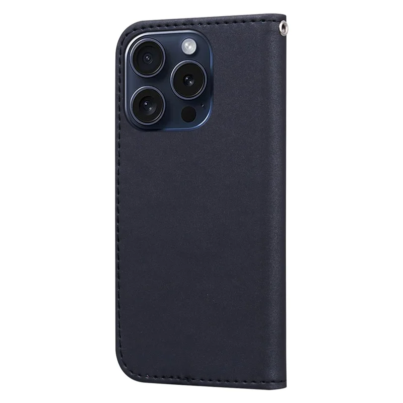 For iPhone 15 Pro Cell Phone Case Cute Animal Pattern PU Leather Cover with Wallet - Black