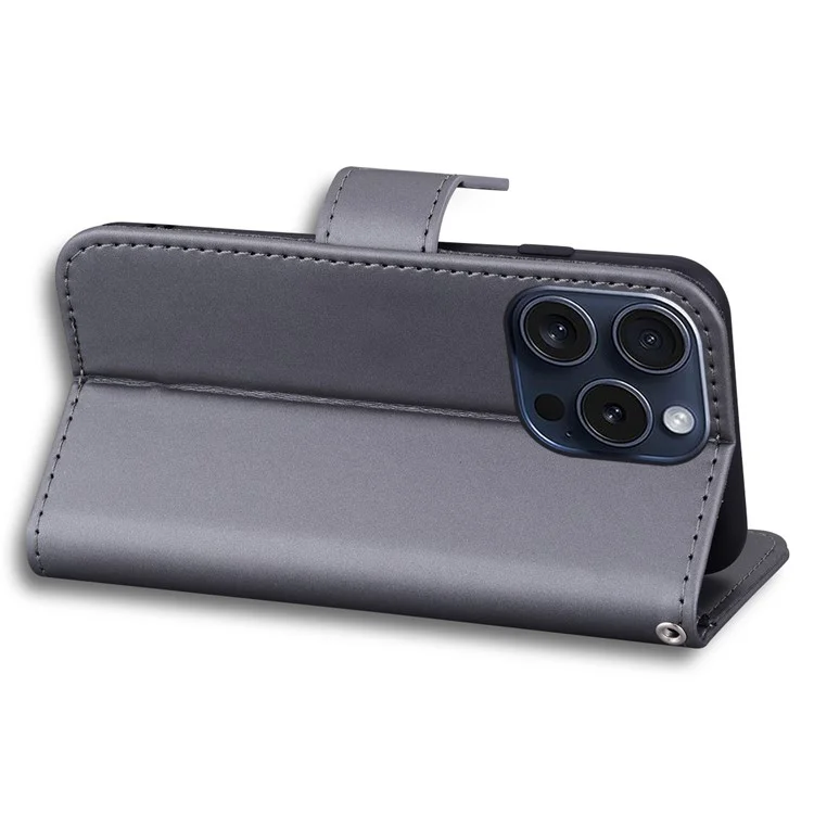 Pour iPhone 15 Pro Max Cover Cute Animal Pattern Leather Wallet Stand Cell Phone Case - Grey