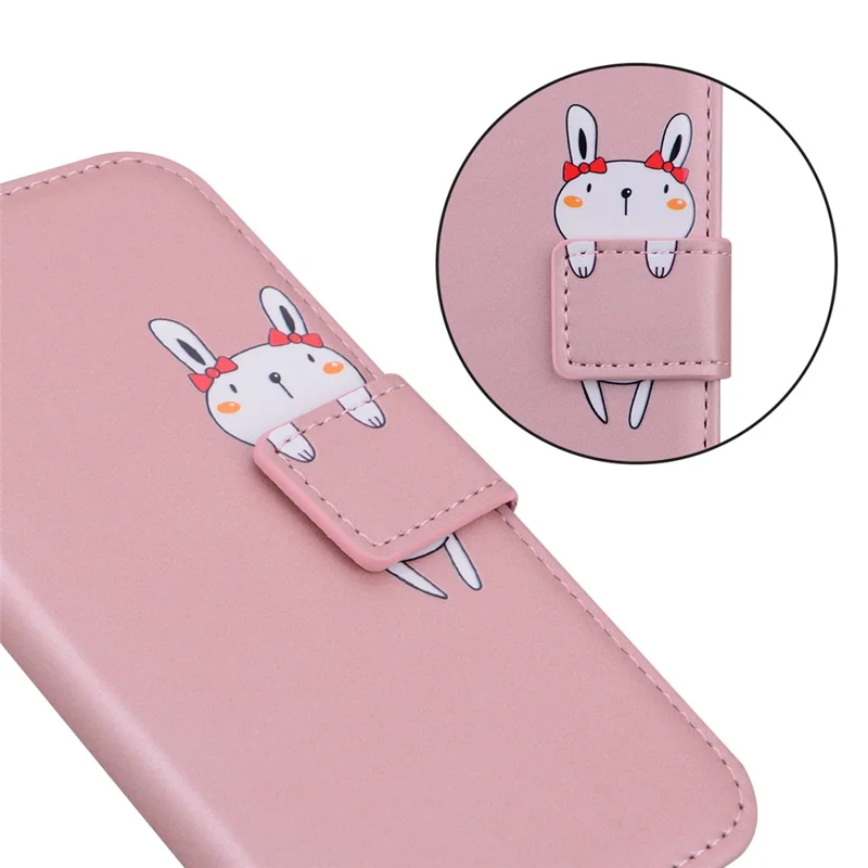 For iPhone 14 Pro Max Cell Phone Case Animal Pattern PU Leather Wallet Stand Cover with Strap - Pink