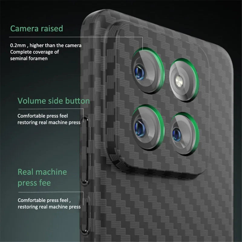 For Xiaomi 14 Cell Phone Case Carbon Fiber Texture Hard PC Protective Cover - Black