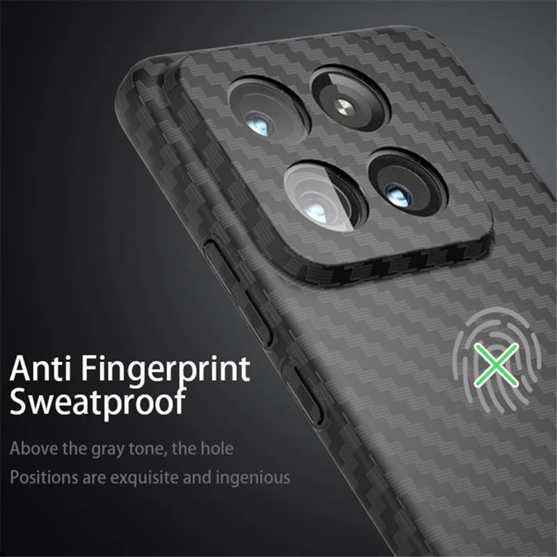 For Xiaomi 14 Cell Phone Case Carbon Fiber Texture Hard PC Protective Cover - Black