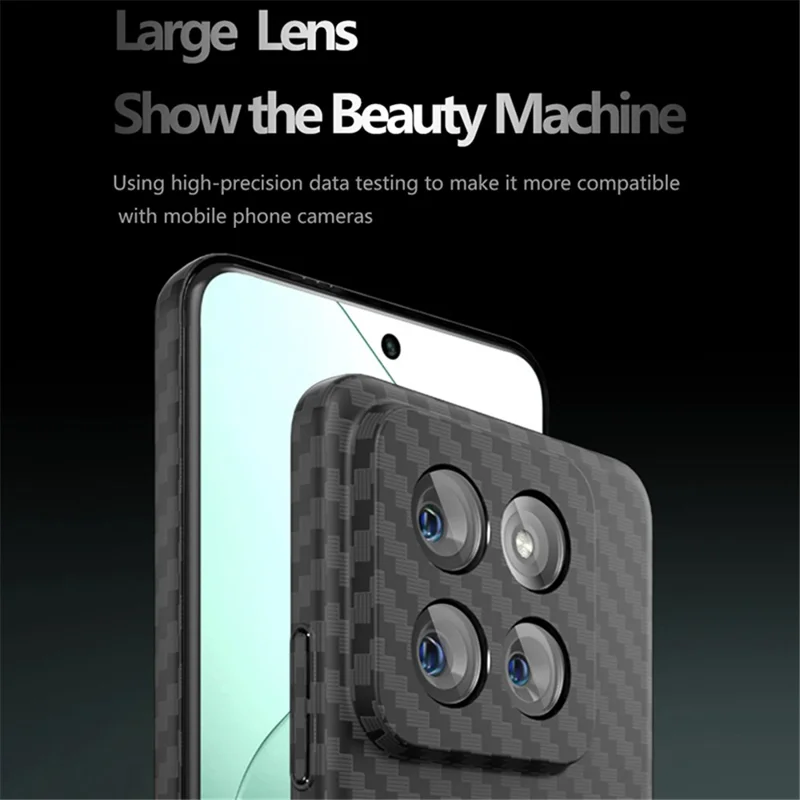 For Xiaomi 14 Cell Phone Case Carbon Fiber Texture Hard PC Protective Cover - Black