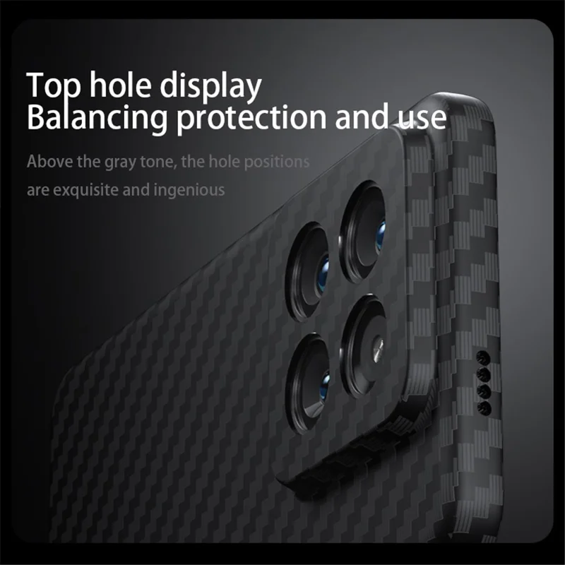 For Xiaomi 14 Cell Phone Case Carbon Fiber Texture Hard PC Protective Cover - Black