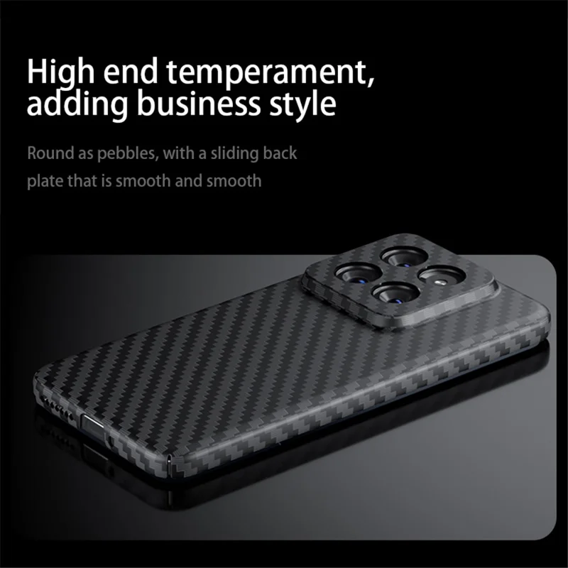For Xiaomi 14 Cell Phone Case Carbon Fiber Texture Hard PC Protective Cover - Black