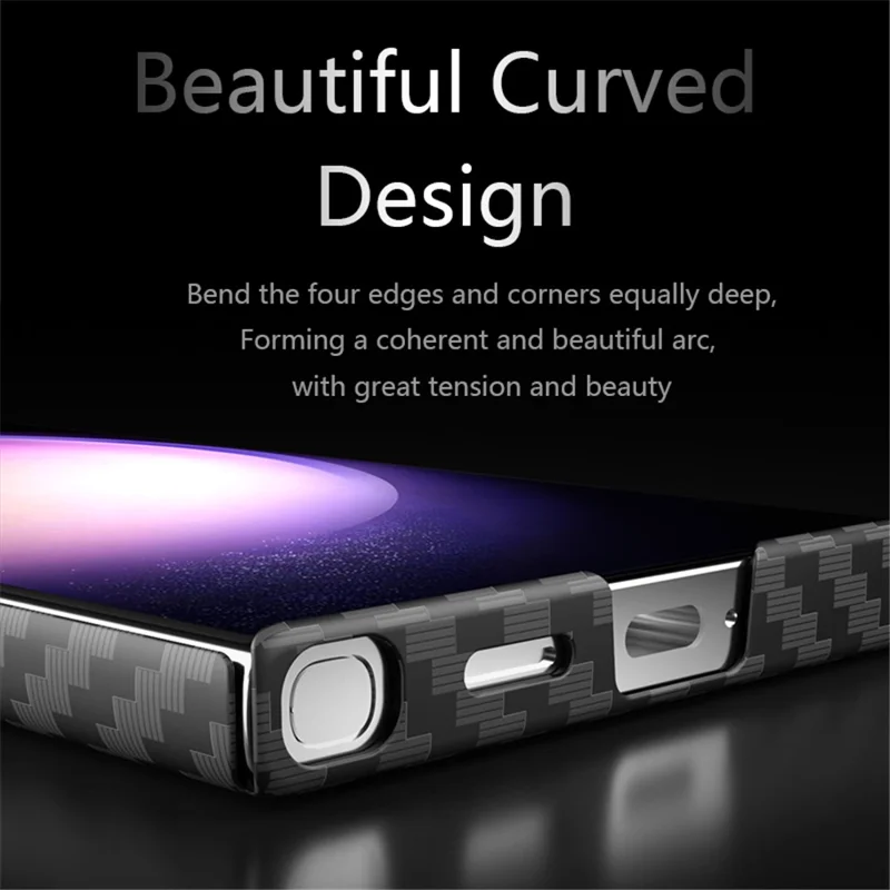 For Samsung Galaxy S23 Ultra Case Carbon Fiber Texture Ant-fingerprint Smartphone Back Cover - Black+Red