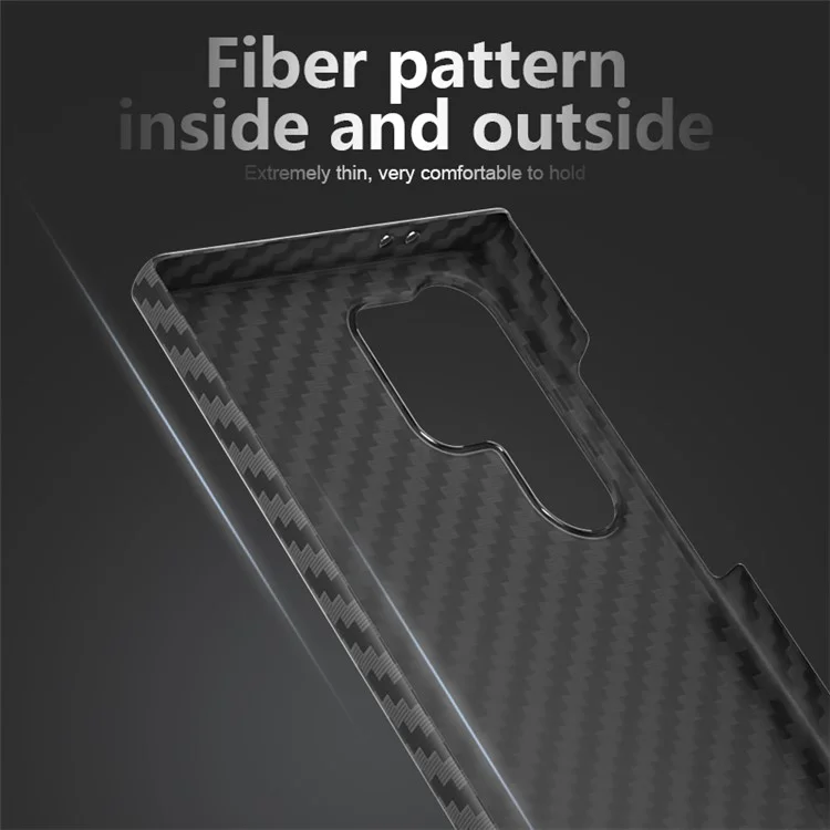 For Samsung Galaxy S24 Ultra Case Anti-drop PC Carbon Fiber Texture Phone Guard Cover - Black