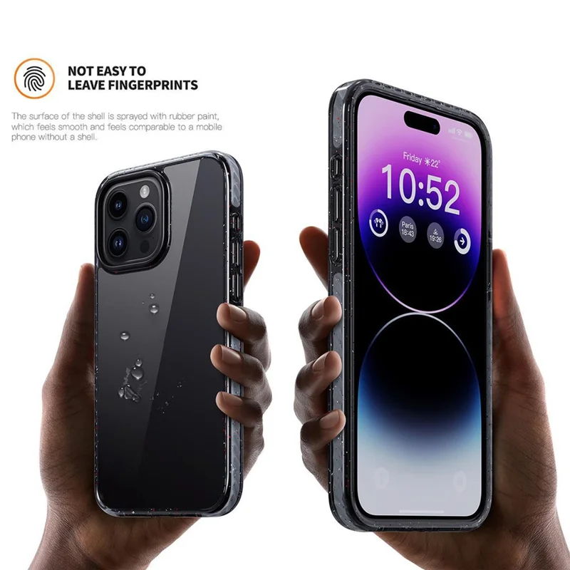 For iPhone 15 Pro Cell Phone Case Glitter Powder Clear TPU+PC Anti-drop Cover - Pink