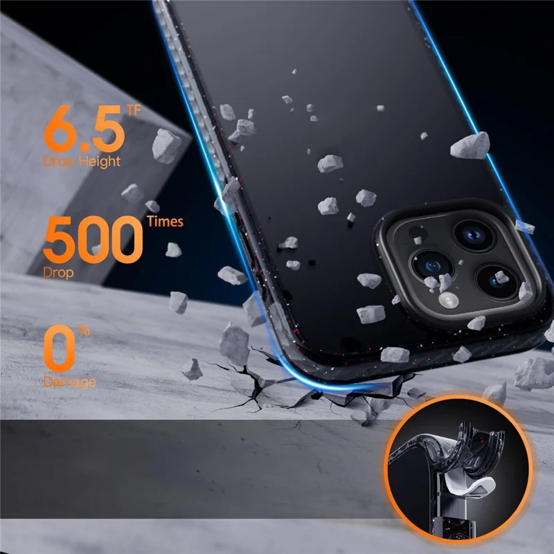 For iPhone 15 Pro Max Cell Phone Case Glitter Powder Edge Anti-scratch TPU+PC Cover - Blue