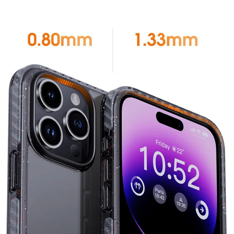 For iPhone 15 Pro Max Cell Phone Case Glitter Powder Edge Anti-scratch TPU+PC Cover - Purple