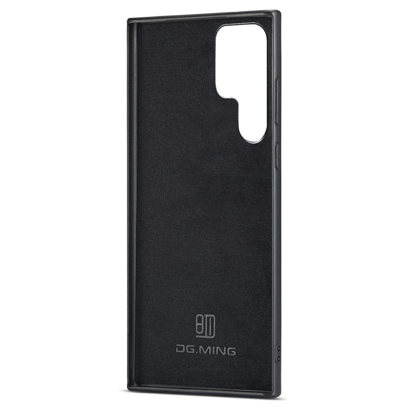 DG.MING Para Samsung Galaxy S24 Ultra Case Leather+PC+TPU Anti-drop Cover - Preto
