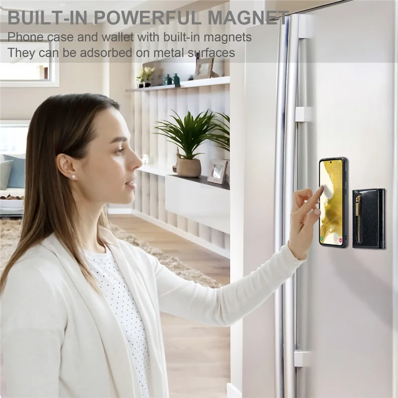 DG.MING Série M3 Pour Coque Samsung Galaxy S24+ Étui Pailleté avec Support Amovible - Noir 