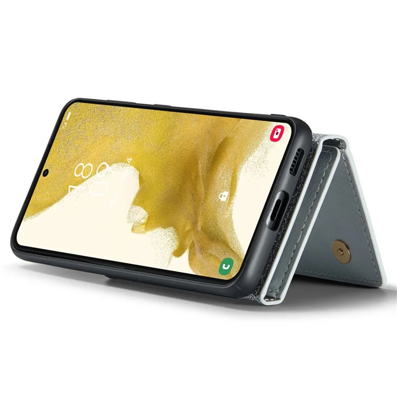 DG.MING M3 Series For Samsung Galaxy S24+ Case Glittery Kickstand Cover with Detachable Wallet - Silver