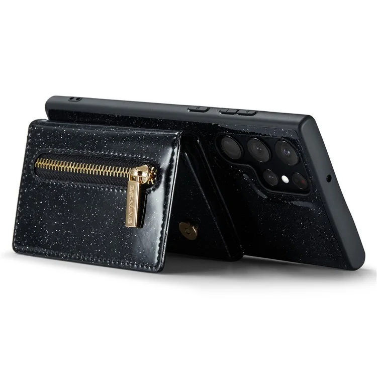 DG.MING M3 Series For Samsung Galaxy S24 Ultra Case Detachable Wallet Phone Kickstand Cover - Black