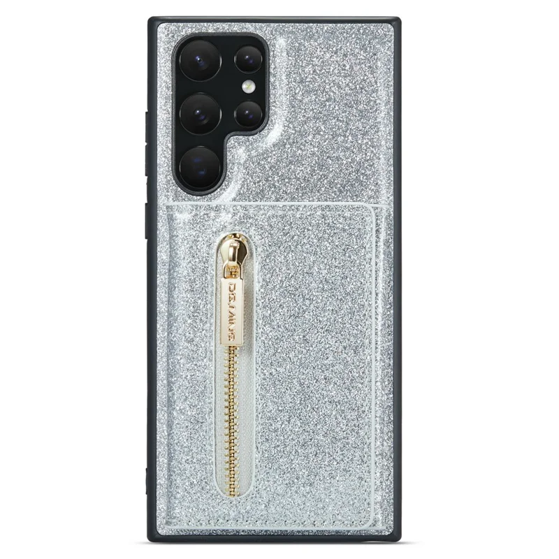 DG.MING M3 Series For Samsung Galaxy S24 Ultra Case Detachable Wallet Phone Kickstand Cover - Silver