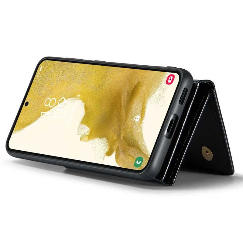 DG.MING M3 Series For Samsung Galaxy S24 Kickstand Case Detachable Wallet Glitter Phone Cover - Black