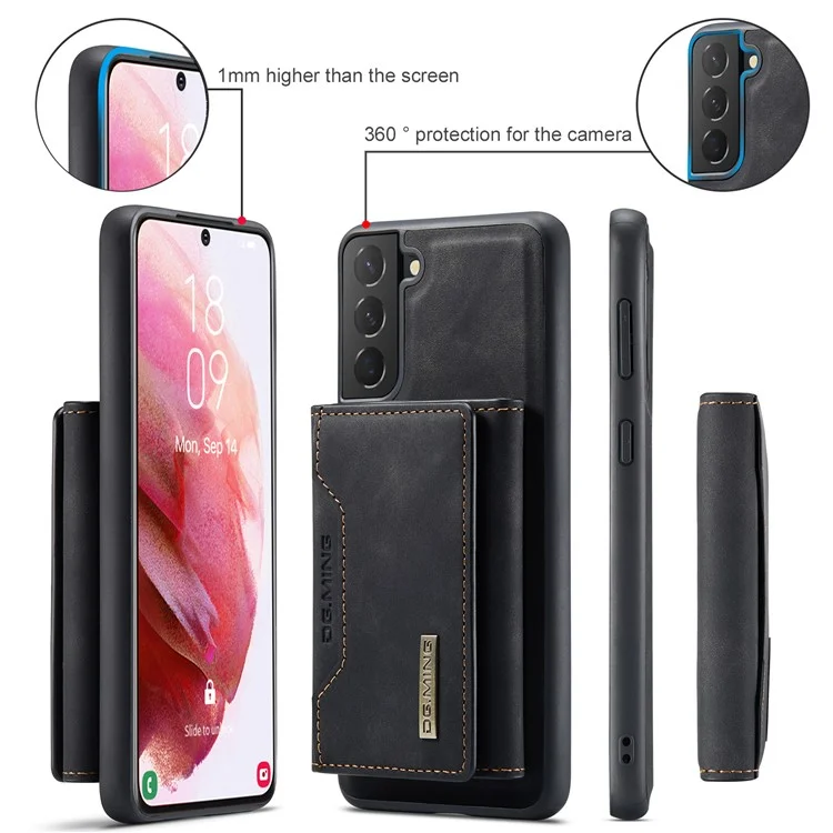 DG.MING M2 Series per Samsung Galaxy S24 Custodia Supporto Wallet Staccabile 2-in-1 Cover Telefonica - Nero