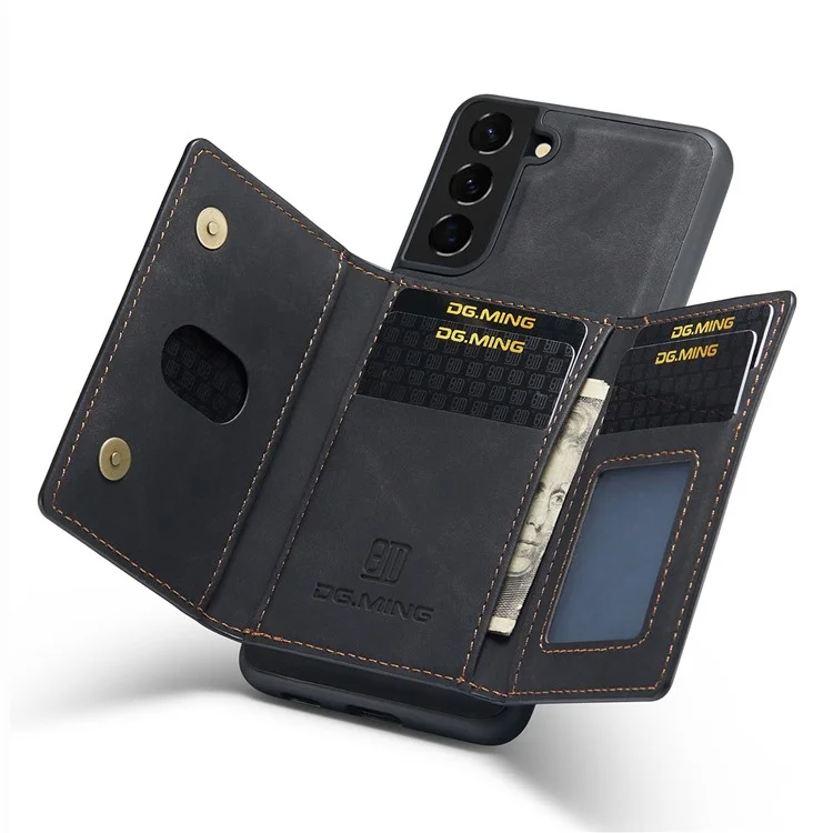 DG.MING M2 Series per Samsung Galaxy S24 Custodia Supporto Wallet Staccabile 2-in-1 Cover Telefonica - Nero