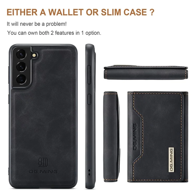 DG.MING M2 Series per Samsung Galaxy S24 Custodia Supporto Wallet Staccabile 2-in-1 Cover Telefonica - Nero