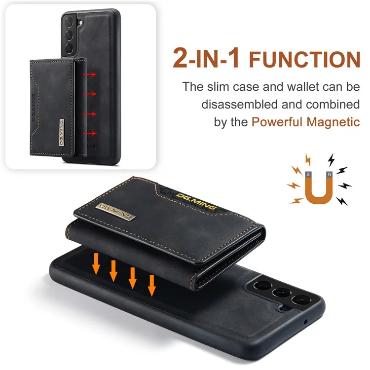 DG.MING M2 Series per Samsung Galaxy S24 Custodia Supporto Wallet Staccabile 2-in-1 Cover Telefonica - Nero