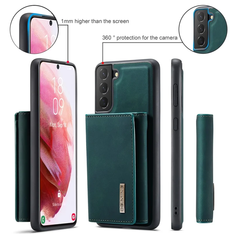 DG.MING M1 Series for Samsung Galaxy S24 Case Magnetic Wallet Kickstand Phone Cover - Green