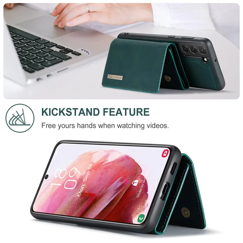 DG.MING M1 Series for Samsung Galaxy S24 Case Magnetic Wallet Kickstand Phone Cover - Green