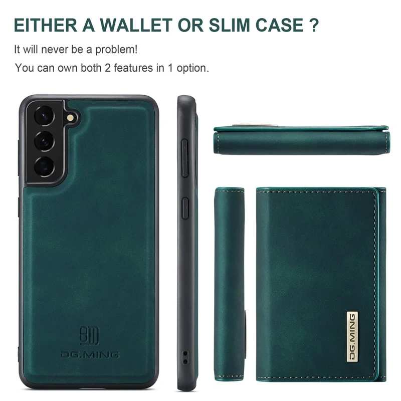 DG.MING M1 Series for Samsung Galaxy S24 Case Magnetic Wallet Kickstand Phone Cover - Green