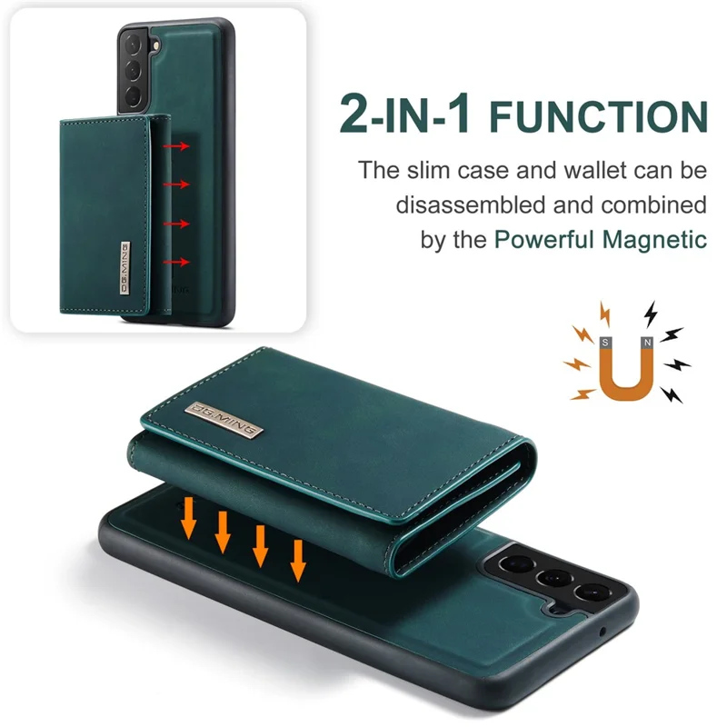 DG.MING M1 Series for Samsung Galaxy S24 Case Magnetic Wallet Kickstand Phone Cover - Green