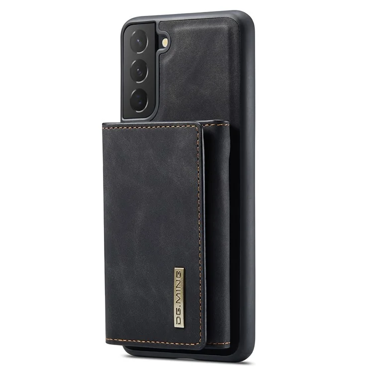 DG.MING M1 Series for Samsung Galaxy S24+ Case Magnetic Wallet Leather Coated PC+TPU Cover - Black