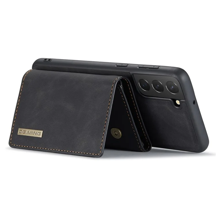DG.MING M1 Series for Samsung Galaxy S24+ Case Magnetic Wallet Leather Coated PC+TPU Cover - Black
