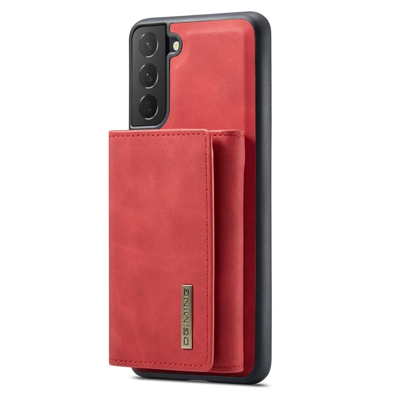DG.MING M1 Series for Samsung Galaxy S24+ Case Magnetic Wallet Leather Coated PC+TPU Cover - Red