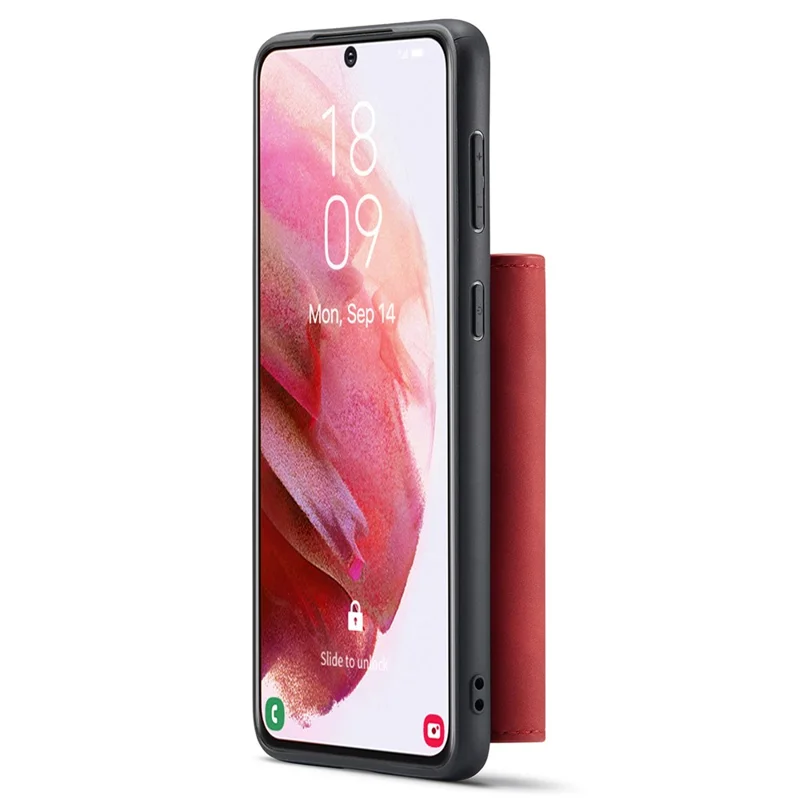 DG.MING M1 Series for Samsung Galaxy S24+ Case Magnetic Wallet Leather Coated PC+TPU Cover - Red