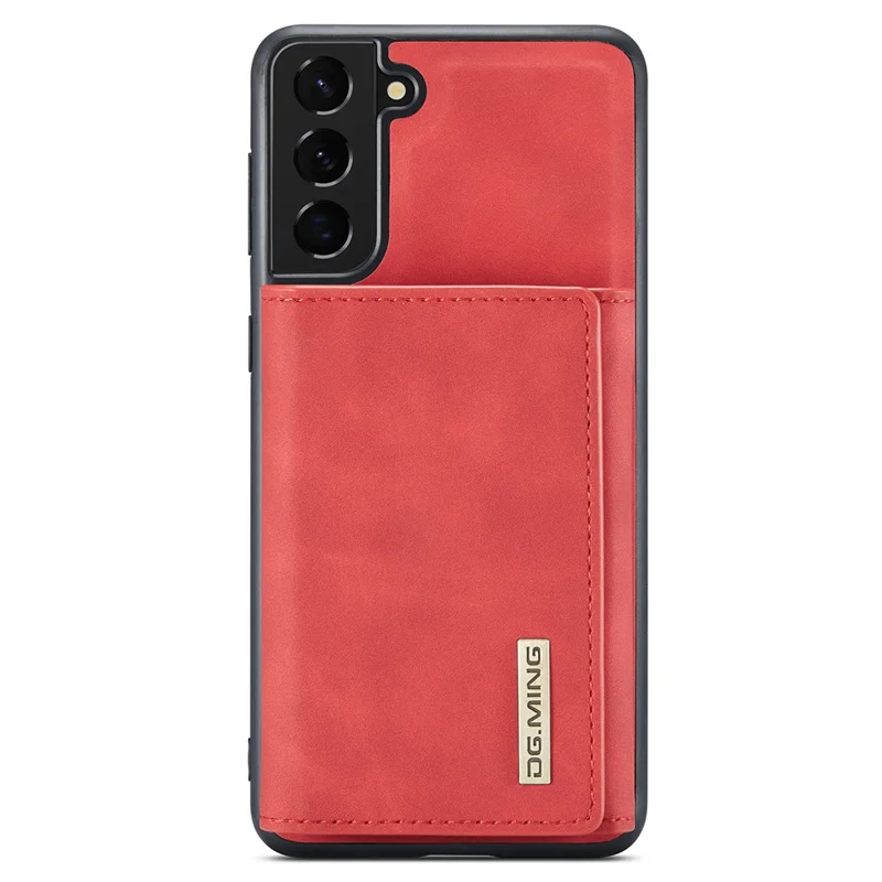 DG.MING M1 Series for Samsung Galaxy S24+ Case Magnetic Wallet Leather Coated PC+TPU Cover - Red