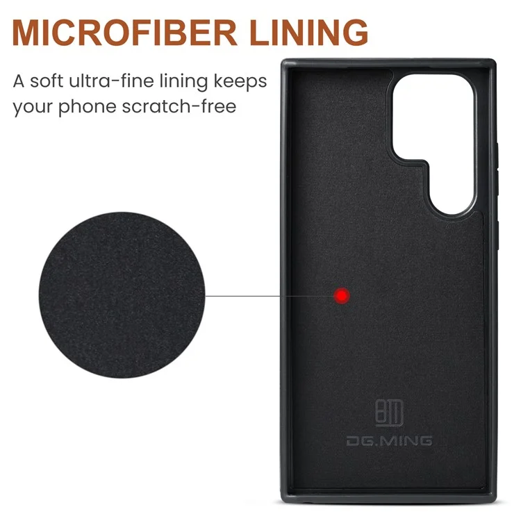DG.MING M5 Series For Samsung Galaxy S23 Ultra Case Magnetic Zipper Wallet Phone Cover - Black