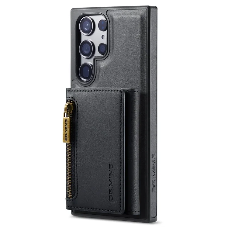 DG.MING M5 Series For Samsung Galaxy S23 Ultra Case Magnetic Zipper Wallet Phone Cover - Black
