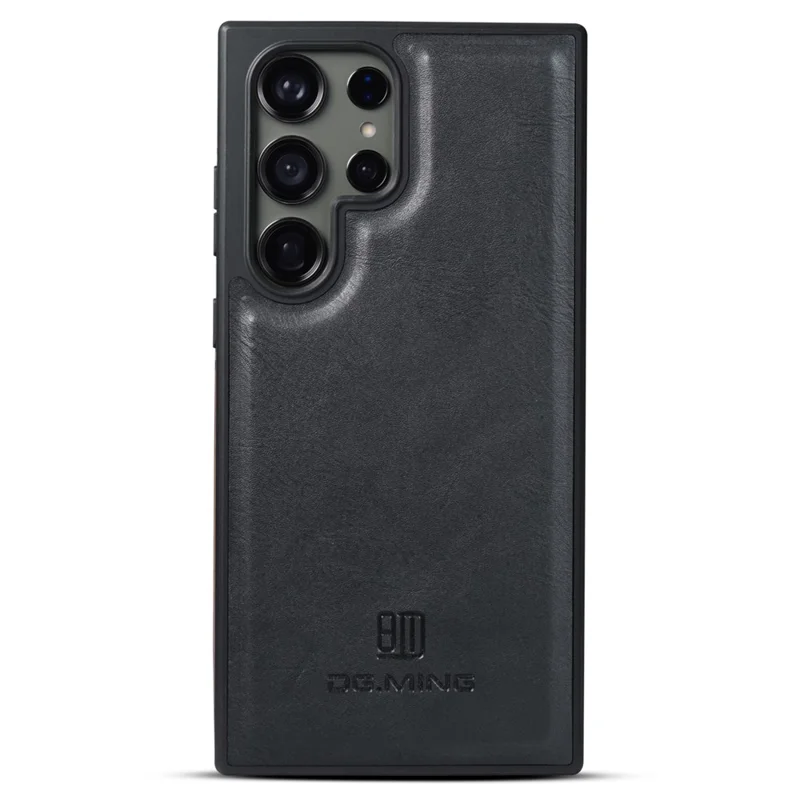 DG.MING Para Samsung Galaxy S23 Ultra Case PU Leather+PC+TPU Phone Cover - Preto
