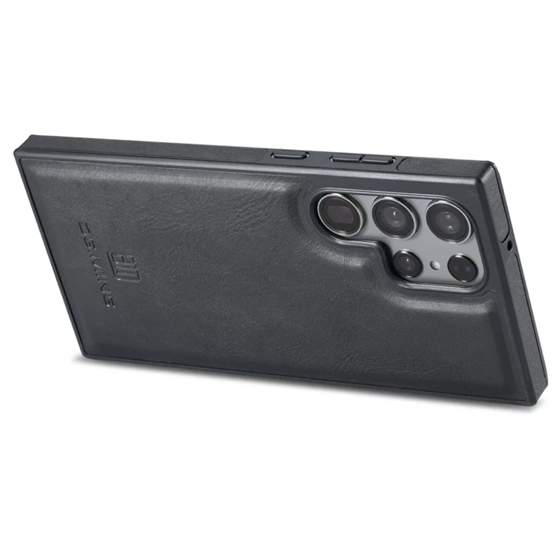 DG.MING Para Samsung Galaxy S23 Ultra Case PU Leather+PC+TPU Phone Cover - Preto