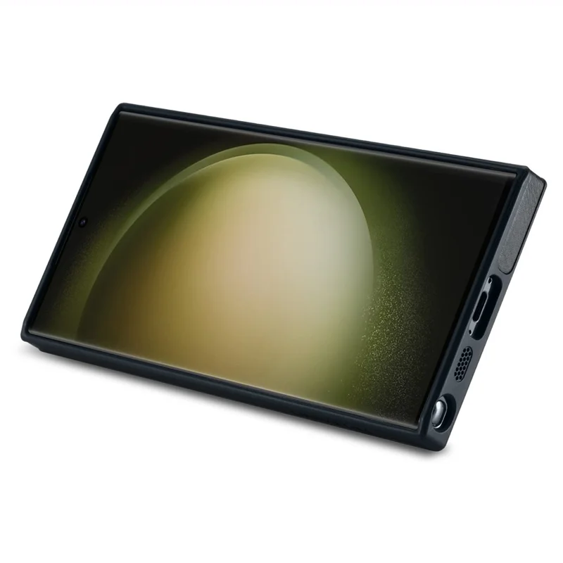 DG.MING Para Samsung Galaxy S23 Ultra Case PU Leather+PC+TPU Phone Cover - Preto